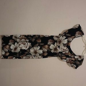 Flowered off the shoulder dress.